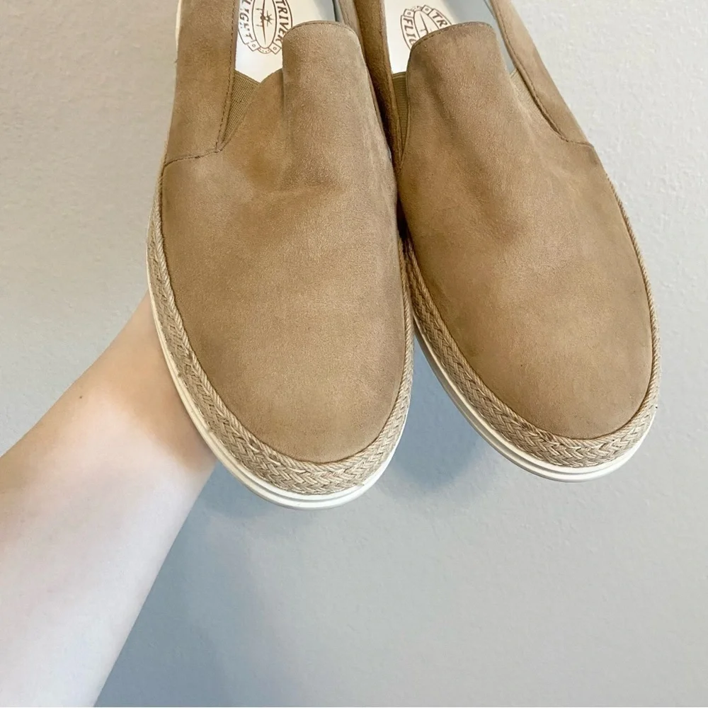 Triver Flight Tan Suede Espadrille Flat Slip On Flat Loafers Size 37/US 7